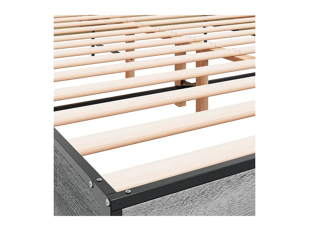 Bedframe bewerkt hout metaal grijs sonoma eiken 140x190 cm