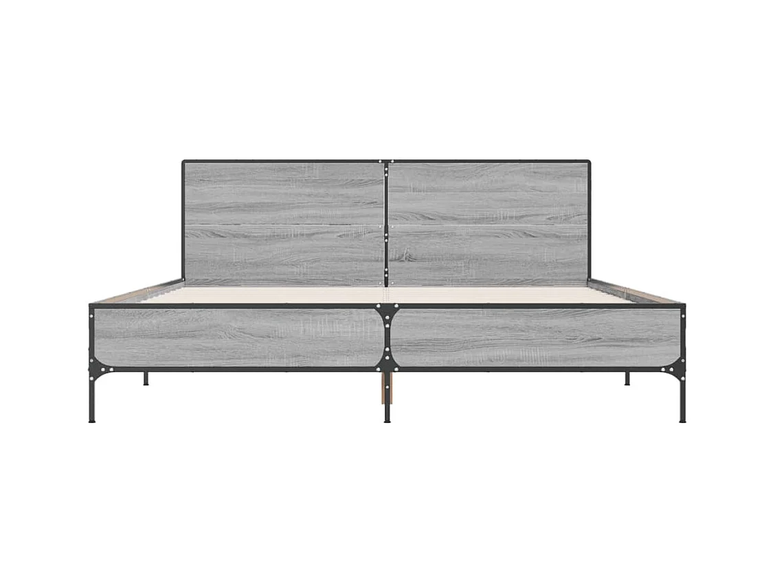Bedframe bewerkt hout metaal grijs sonoma eiken 140x190 cm