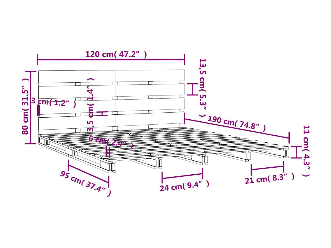 Cadre de lit sans matelas sonoma gris 150x200 cm