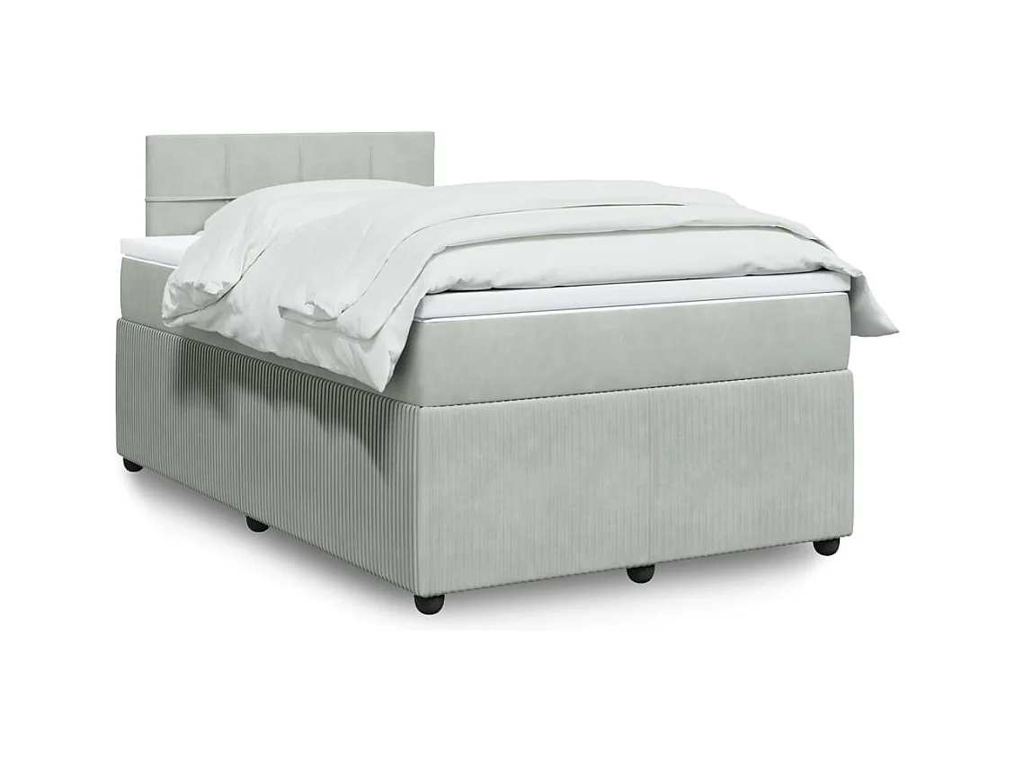 Sommier à lattes de lit et matelas gris clair 120x190cm velours