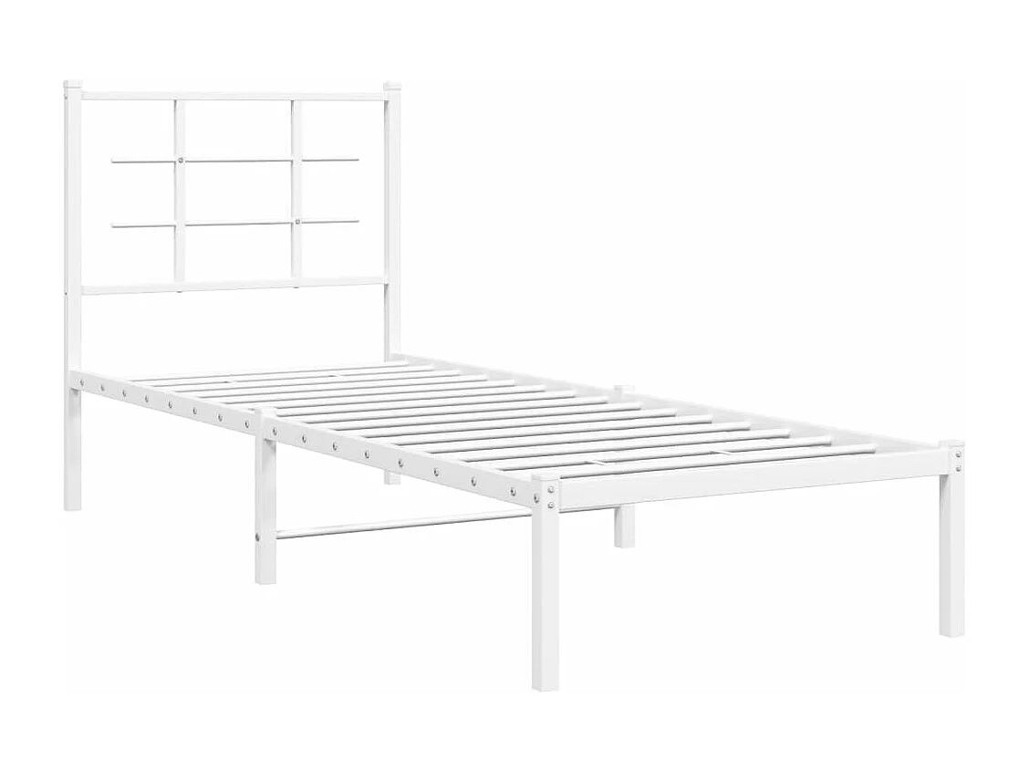 Cadre de lit métal sans matelas avec tête de lit blanc 80x200cm