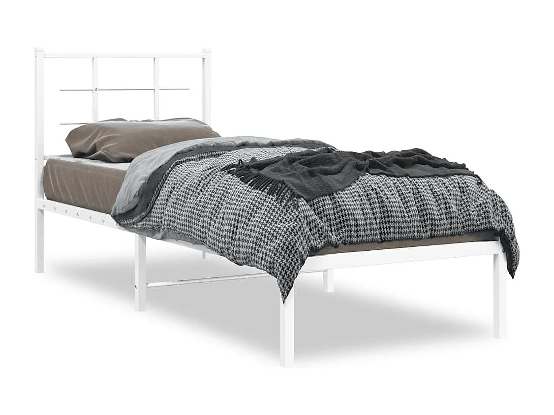 Estrutura de cama com cabeceira 80x200 cm metal branco