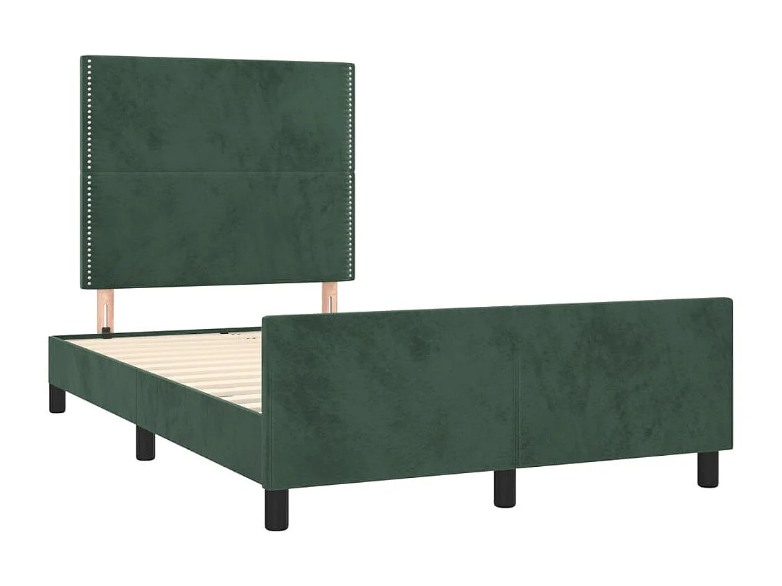 Cadre de lit sans matelas vert foncé 120x190 cm velours