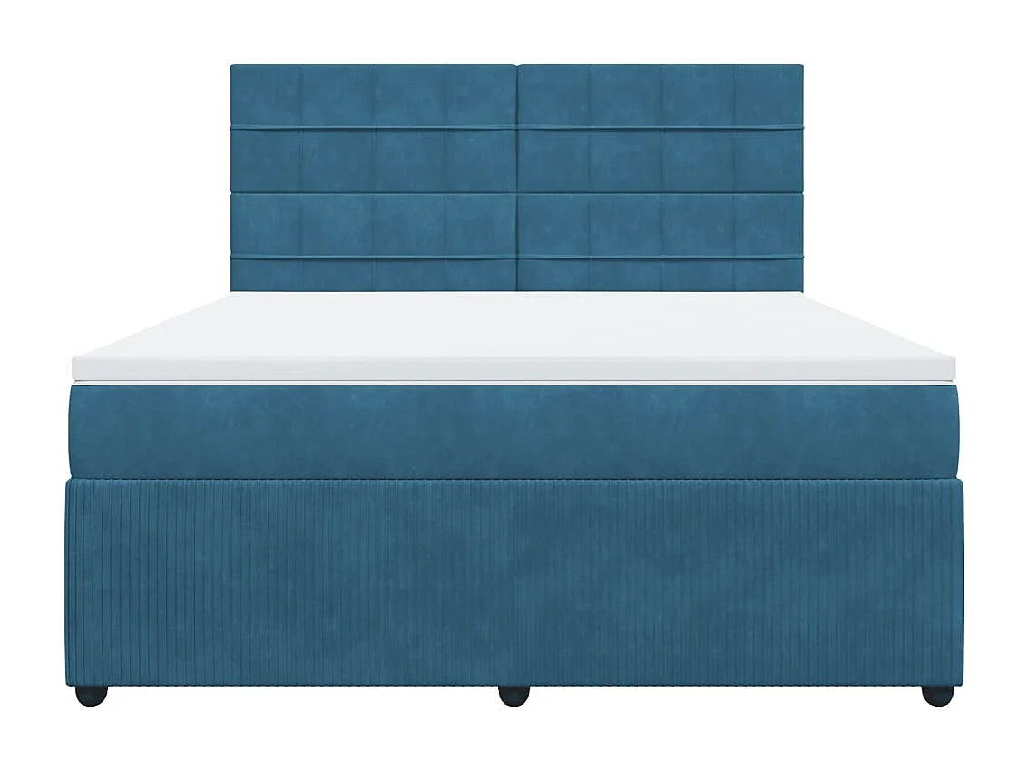 Cama com molas/colchão 180x200 cm veludo azul-escuro
