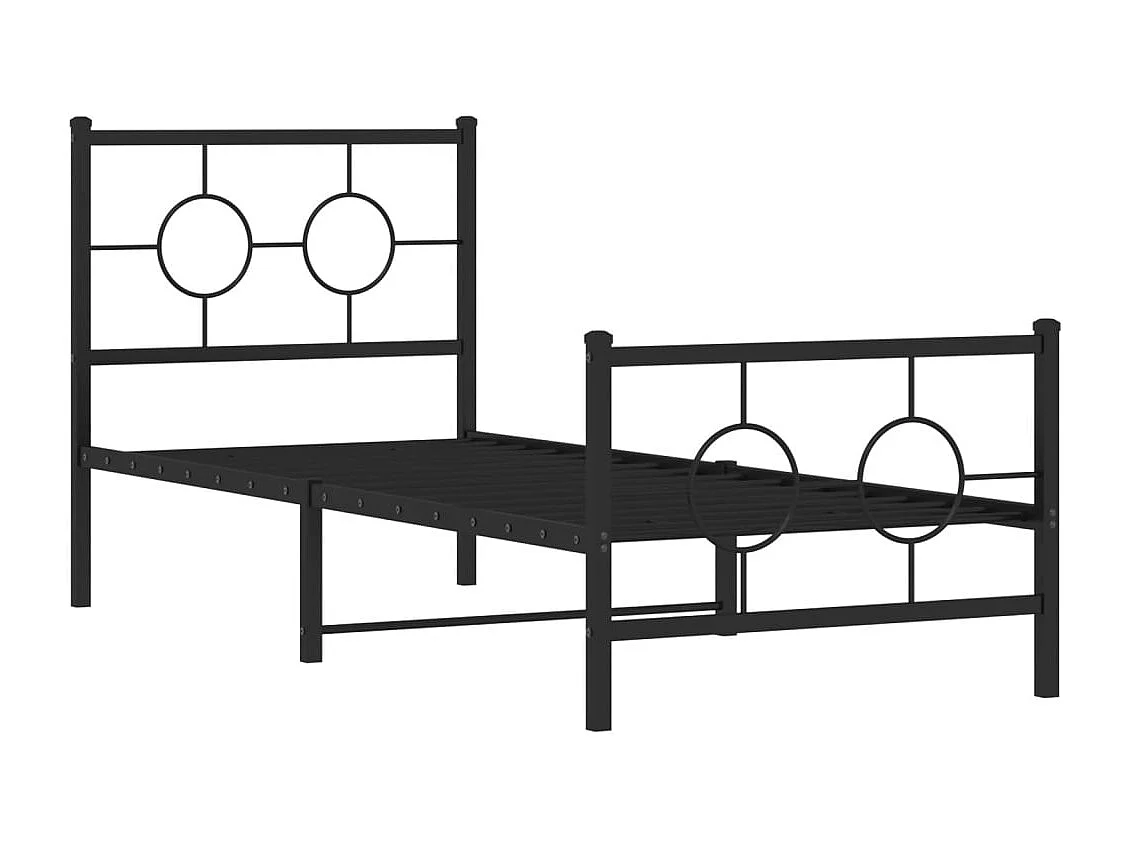 Bettgestell mit Kopf- und Fußteil Metall Schwarz 80x200 cm