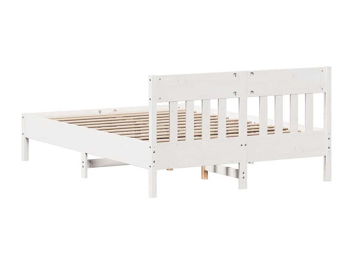 Cama sem colchão 150x200 cm madeira de pinho maciça branco