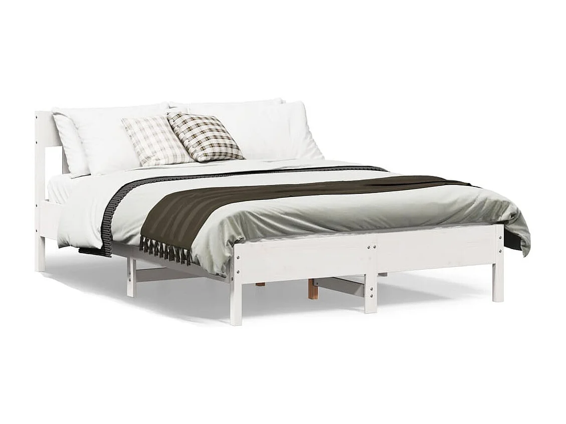 Cadre de lit sans matelas blanc 150x200 cm bois de pin massif
