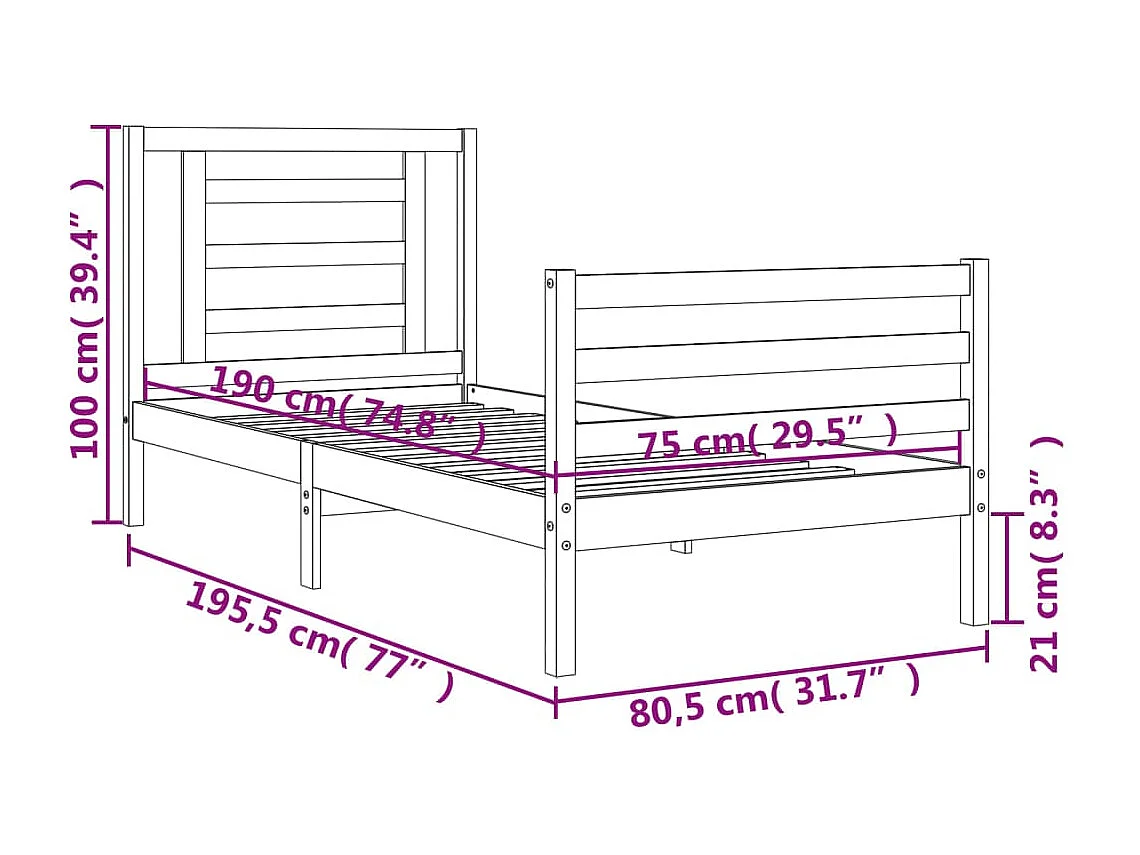 Cadre de lit sans matelas 135x190 cm bois de pin massif