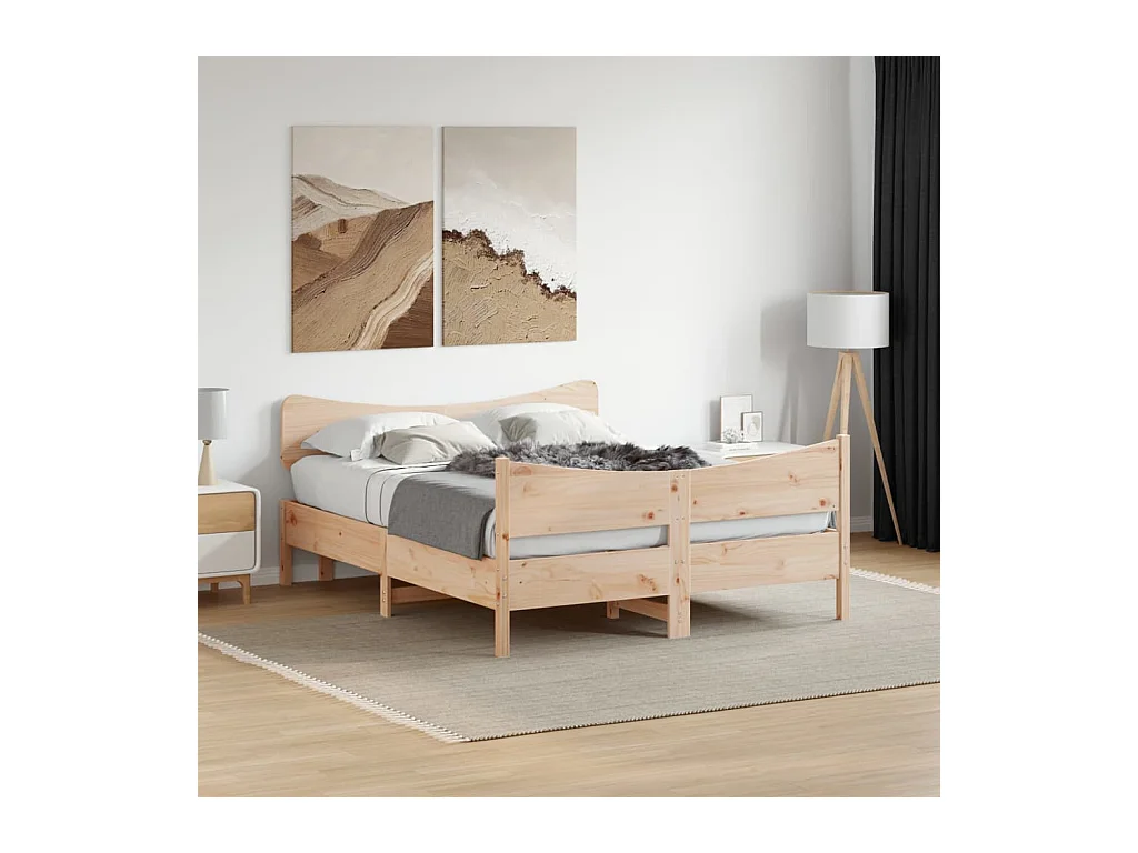 Cadre de lit sans matelas 135x190 cm bois de pin massif