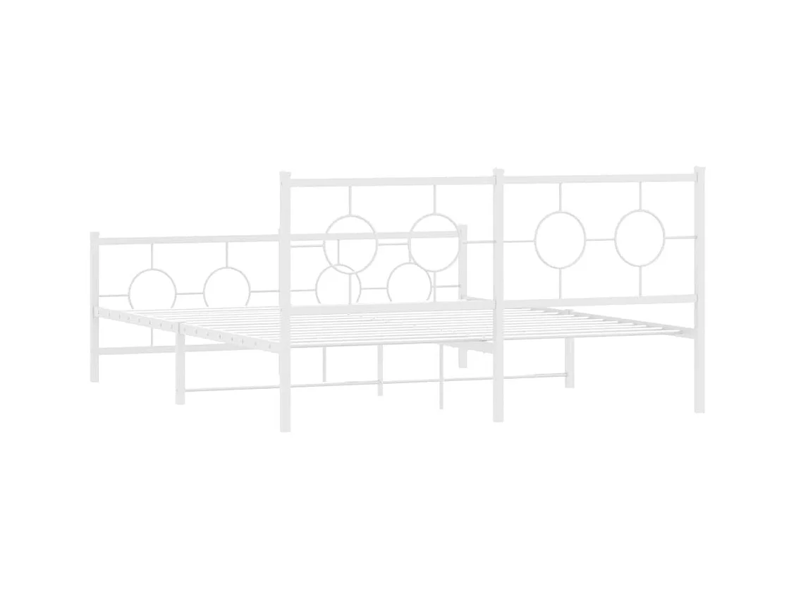 Bedframe met hoofd- en voeteneinde metaal wit 150x200 cm