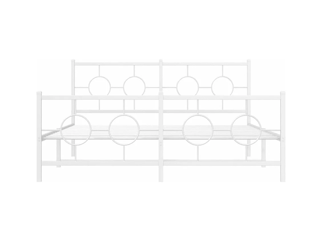 Cadre de lit métal sans matelas et pied de lit blanc 150x200 cm