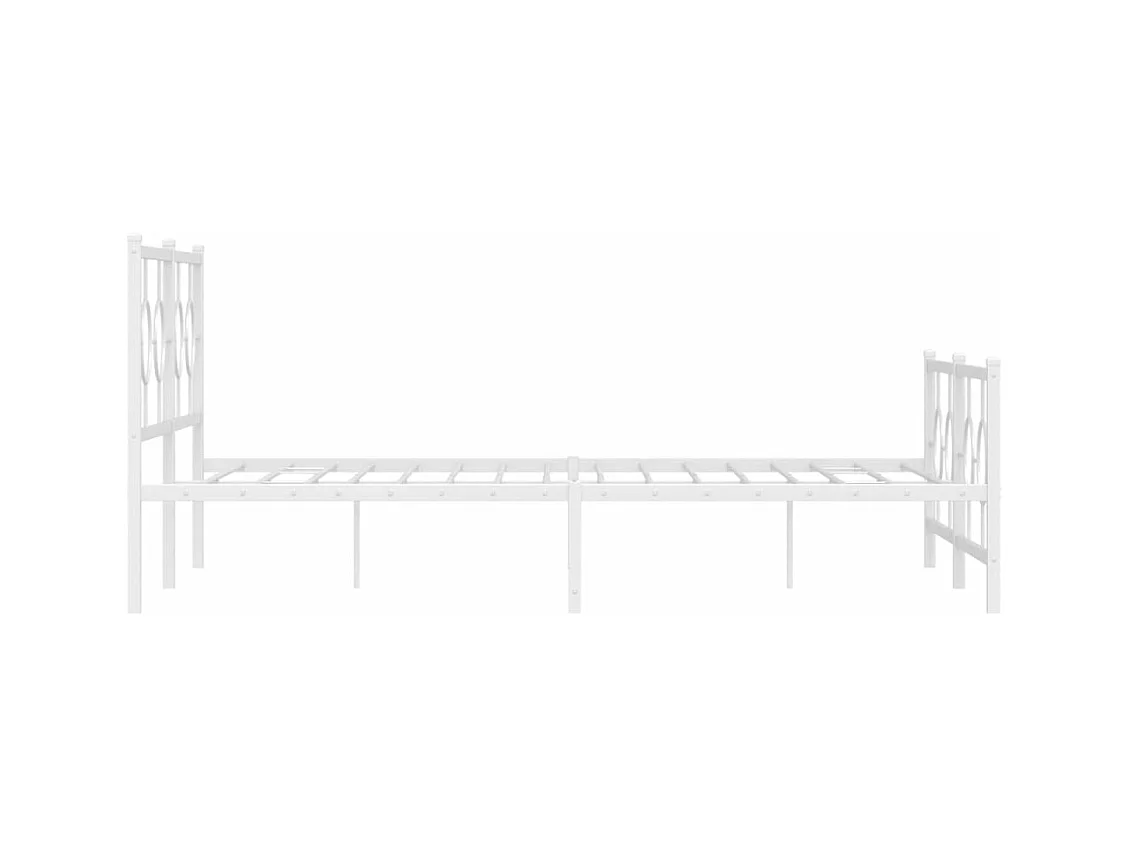 Cadre de lit métal sans matelas et pied de lit blanc 150x200 cm