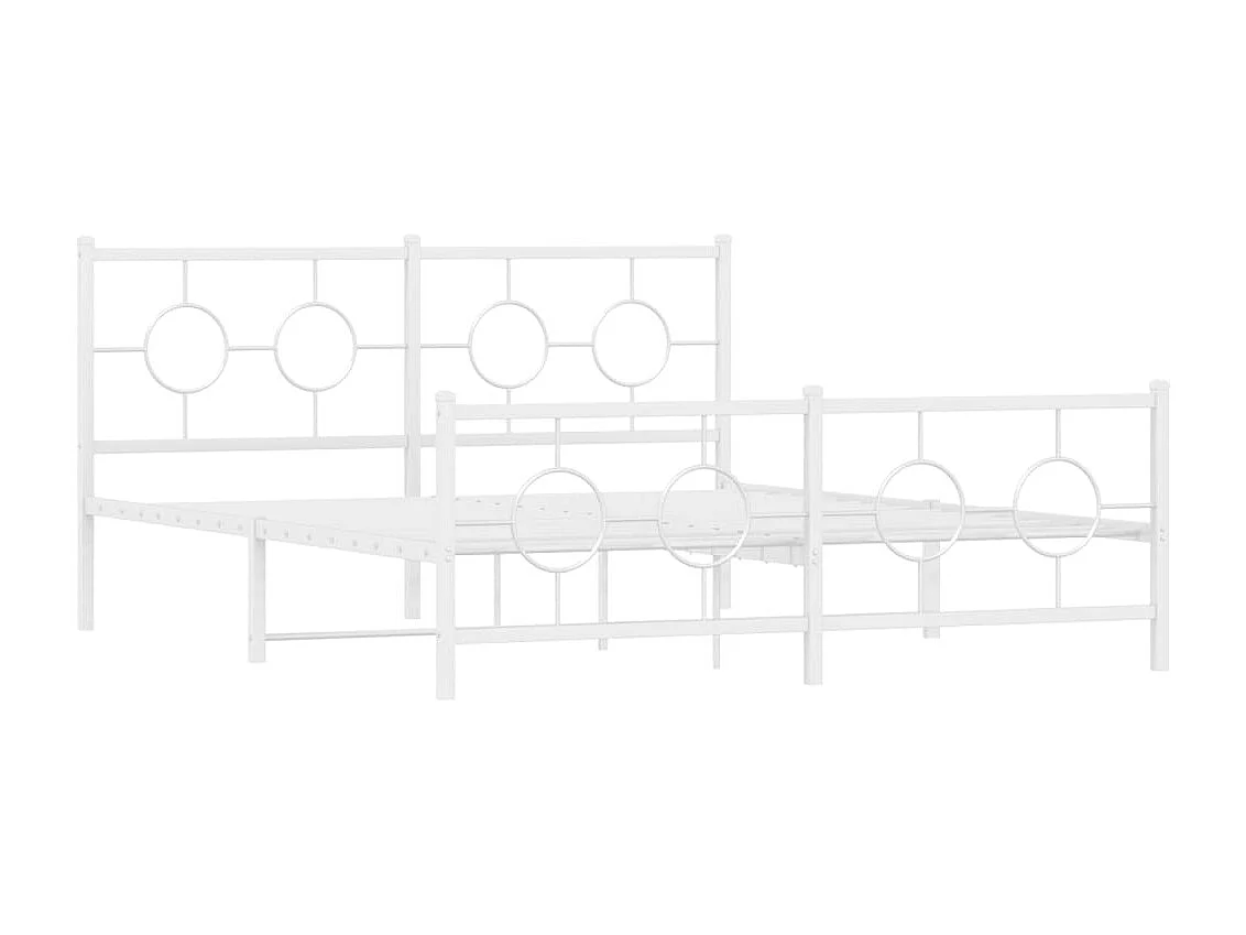 Bedframe met hoofd- en voeteneinde metaal wit 150x200 cm