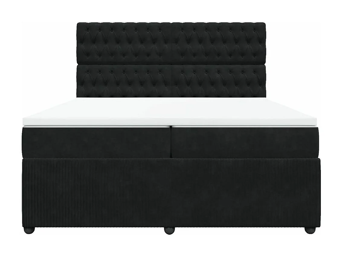 Cama com molas/colchão 200x200 cm veludo preto