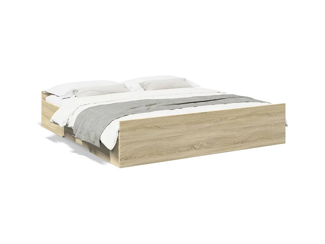 Cadre de lit avec tiroirs sans matelas chêne sonoma 180x200 cm