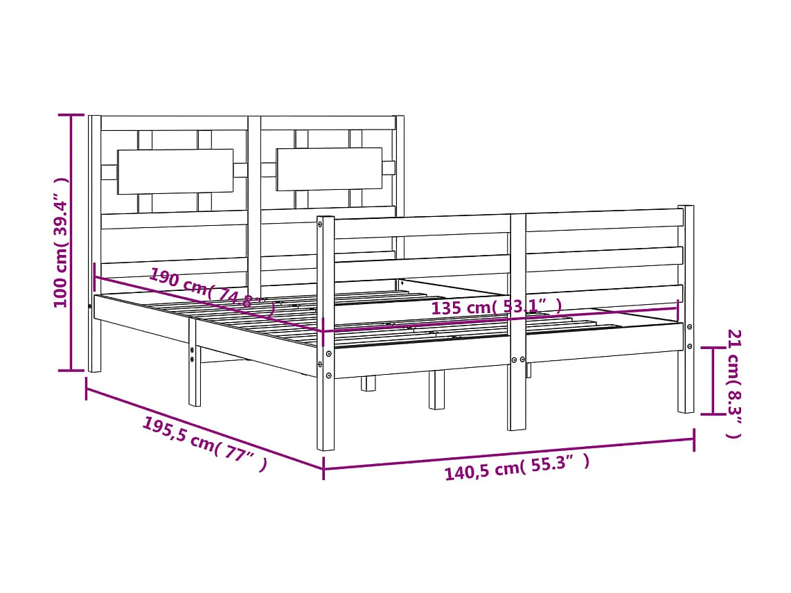 Cadre de lit sans matelas sonoma gris 120x200 cm