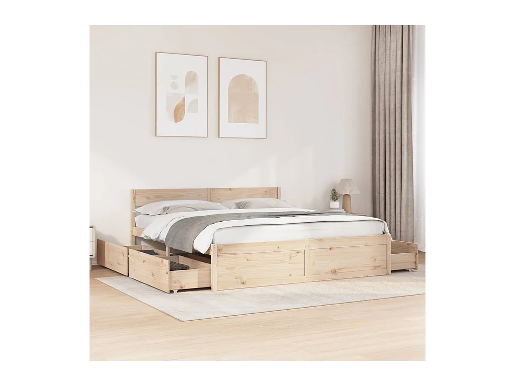 Bedframe zonder matras massief grenenhout 200x200 cm