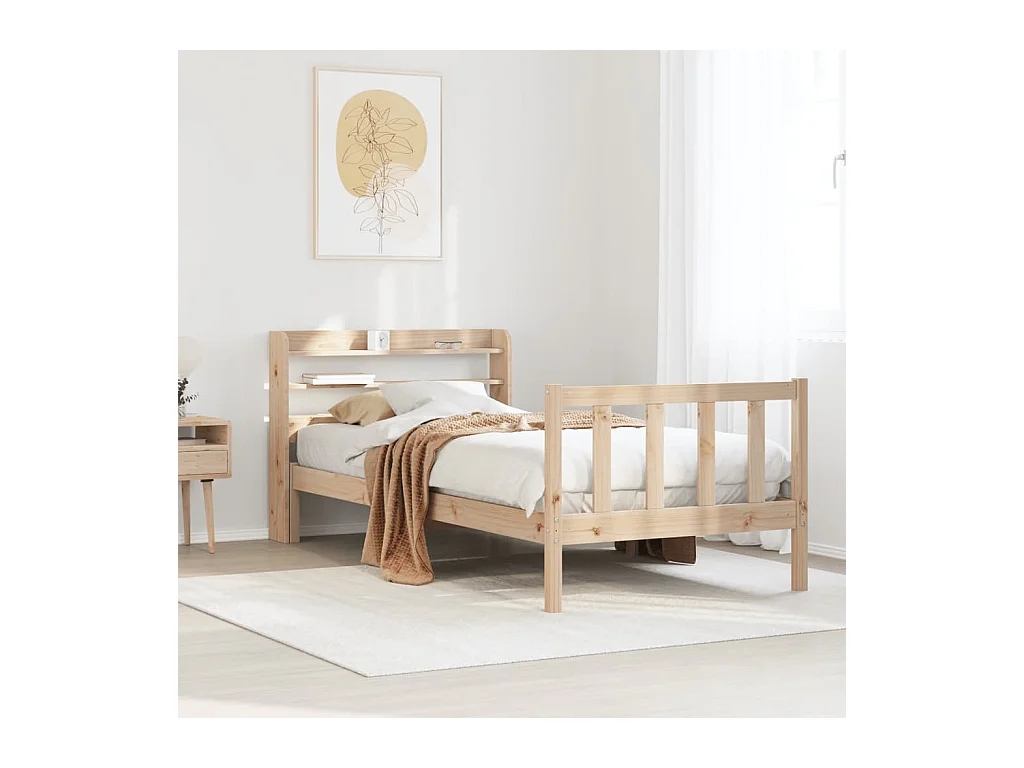 Estructura de cama sin colchón madera maciza pino 75x190 cm
