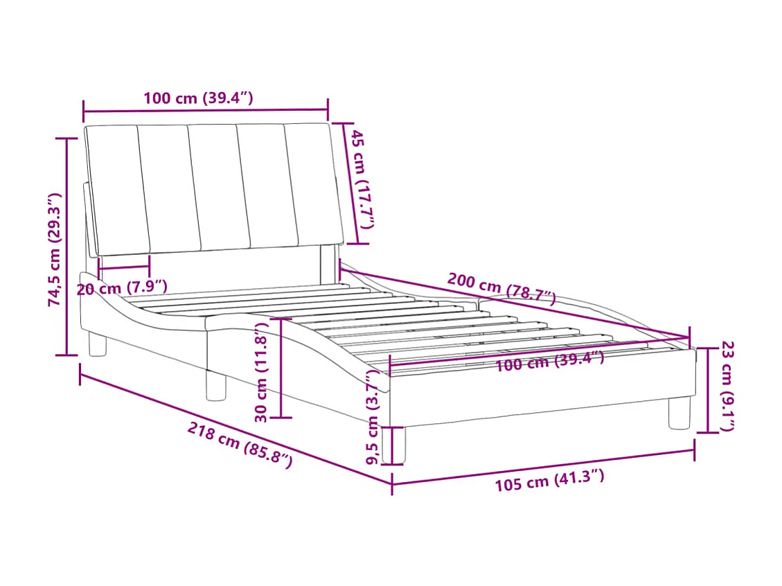 Cadre de lit métal sans matelas et pied de lit blanc 150x200 cm