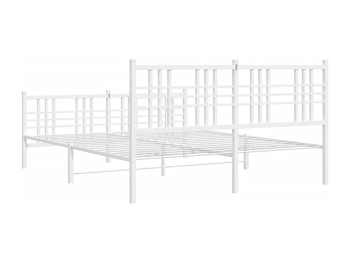 Cadre de lit métal sans matelas et pied de lit blanc 150x200 cm