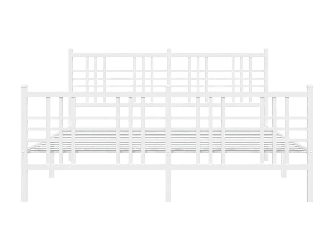 Cadre de lit métal sans matelas et pied de lit blanc 150x200 cm