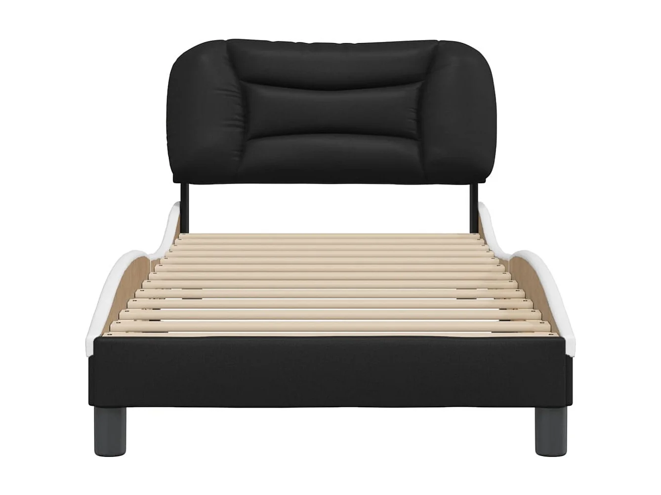 Cadre de lit sans matelas noir et blanc 90x200 cm similicuir