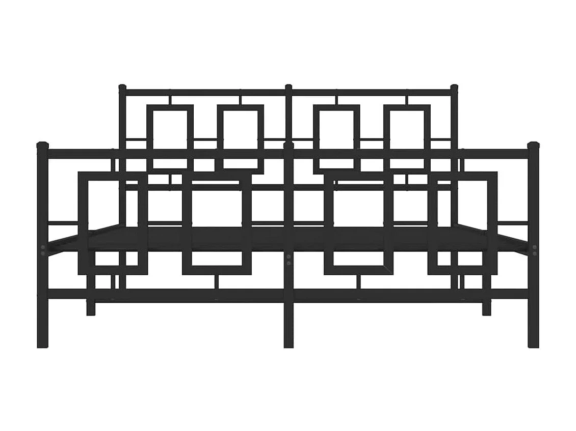 Cadre de lit métal sans matelas avec pied de lit noir 135x190cm