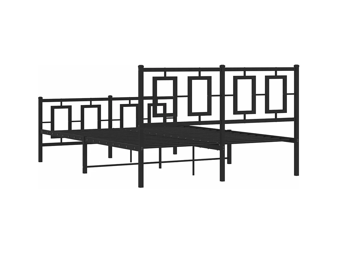 Cadre de lit métal sans matelas avec pied de lit noir 135x190cm