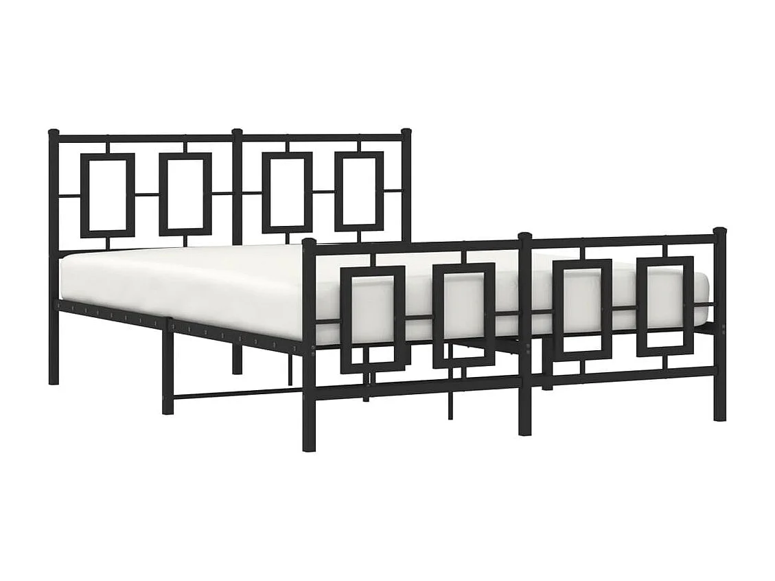 Estrutura de cama com cabeceira e pés 135x190 cm metal preto