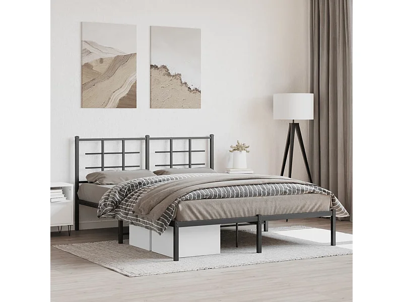 Giroletto con Testiera in Metallo Nero 160x200 cm