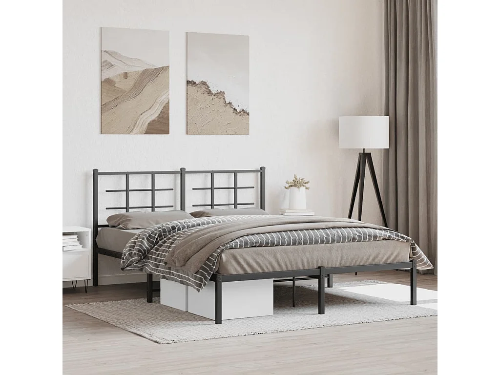 Giroletto con Testiera in Metallo Nero 160x200 cm