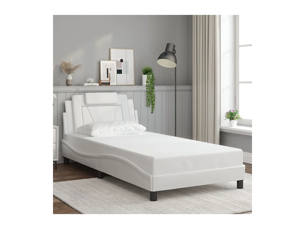 Giroletto con Testiera Bianco 100x200 cm in Similpelle