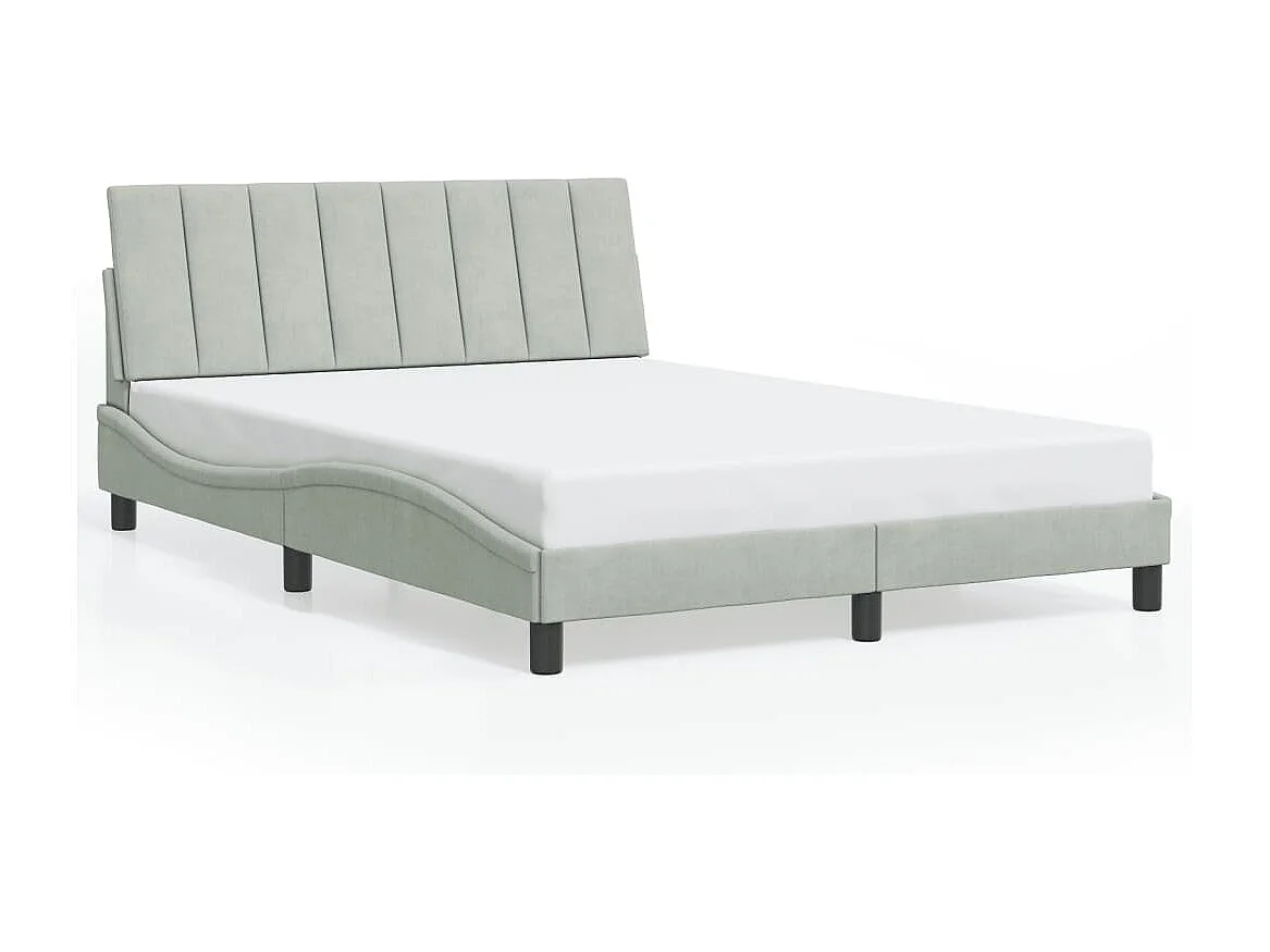 Cadre de lit sans matelas gris clair 120x200 cm velours