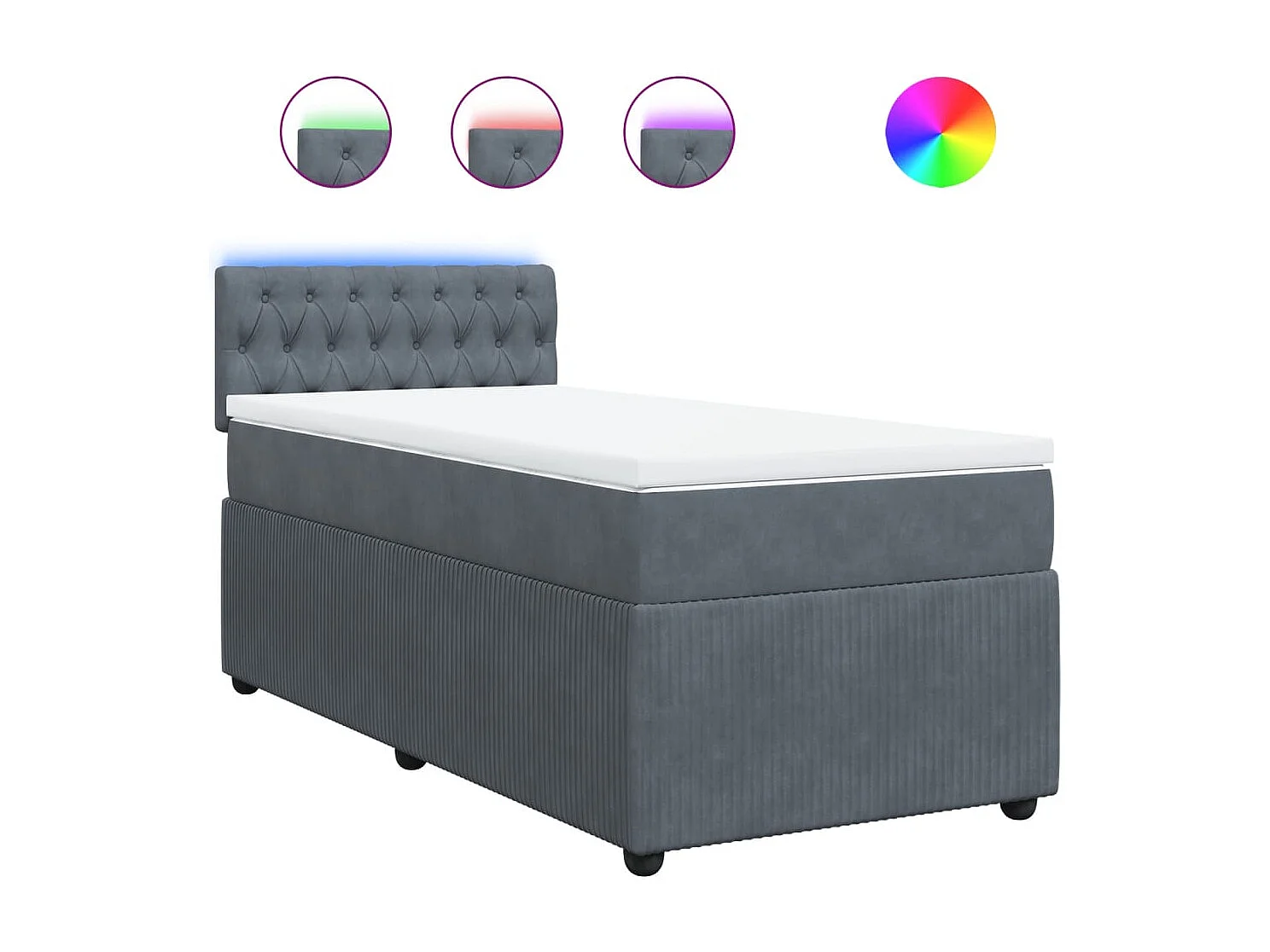 Sommier à lattes de lit et matelas Gris foncé 90x200 cm Velours