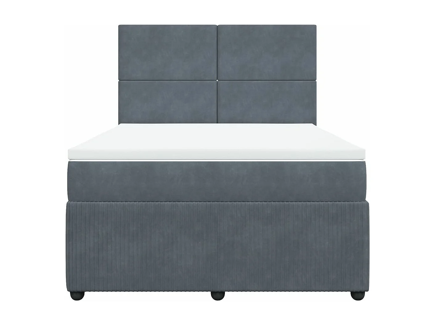 Giroletto a Molle con Materasso Grigio Scuro 160x200 cm Velluto