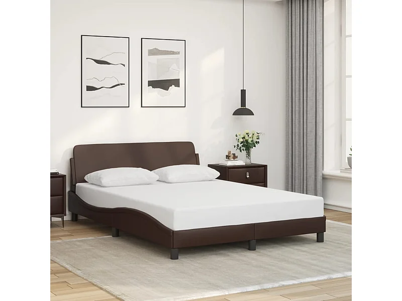 Cadre de lit sans matelas marron 140x200 cm similicuir