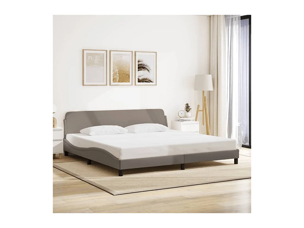 Cama sem colchão 200x200 cm tecido cinzento-acastanhado