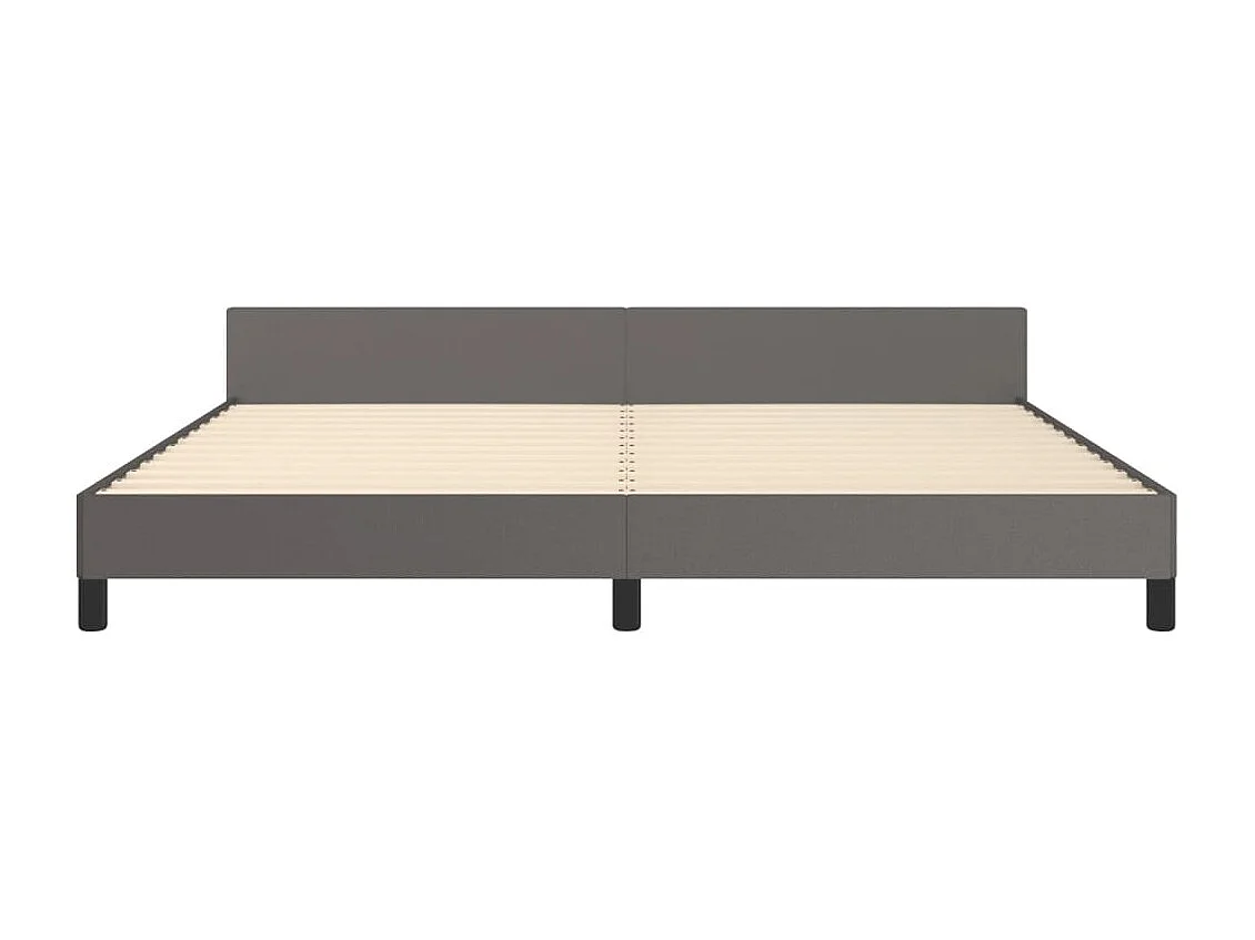 Estructura de cama sin colchón cuero sintético gris 200x200 cm