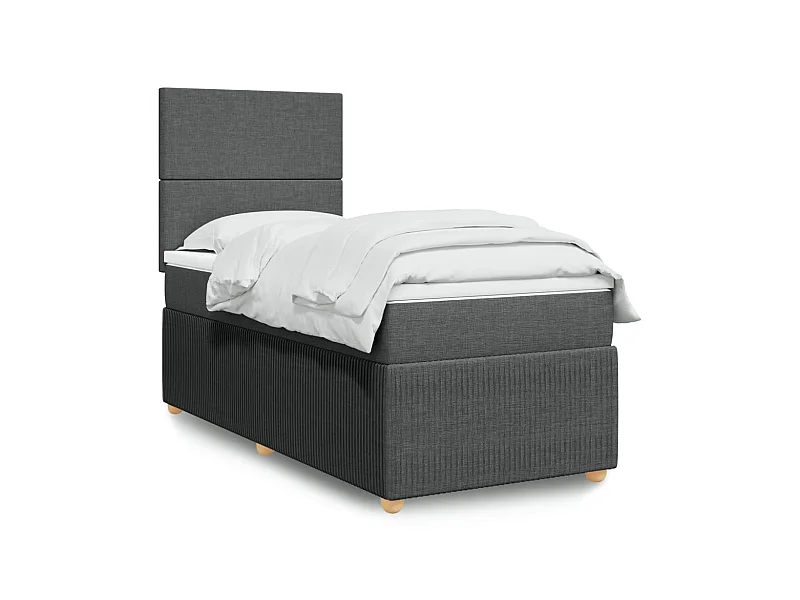 Giroletto a Molle con Materasso Grigio Scuro 90x190 cm Tessuto