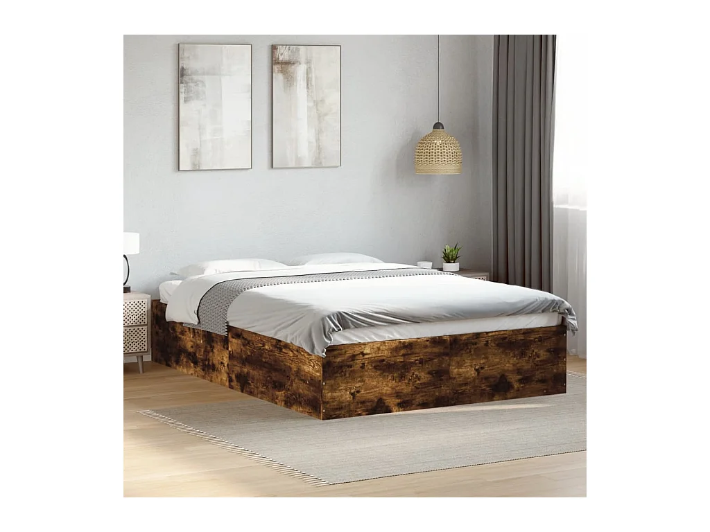 Cadre de lit sans matelas chêne fumé 120x200 cm