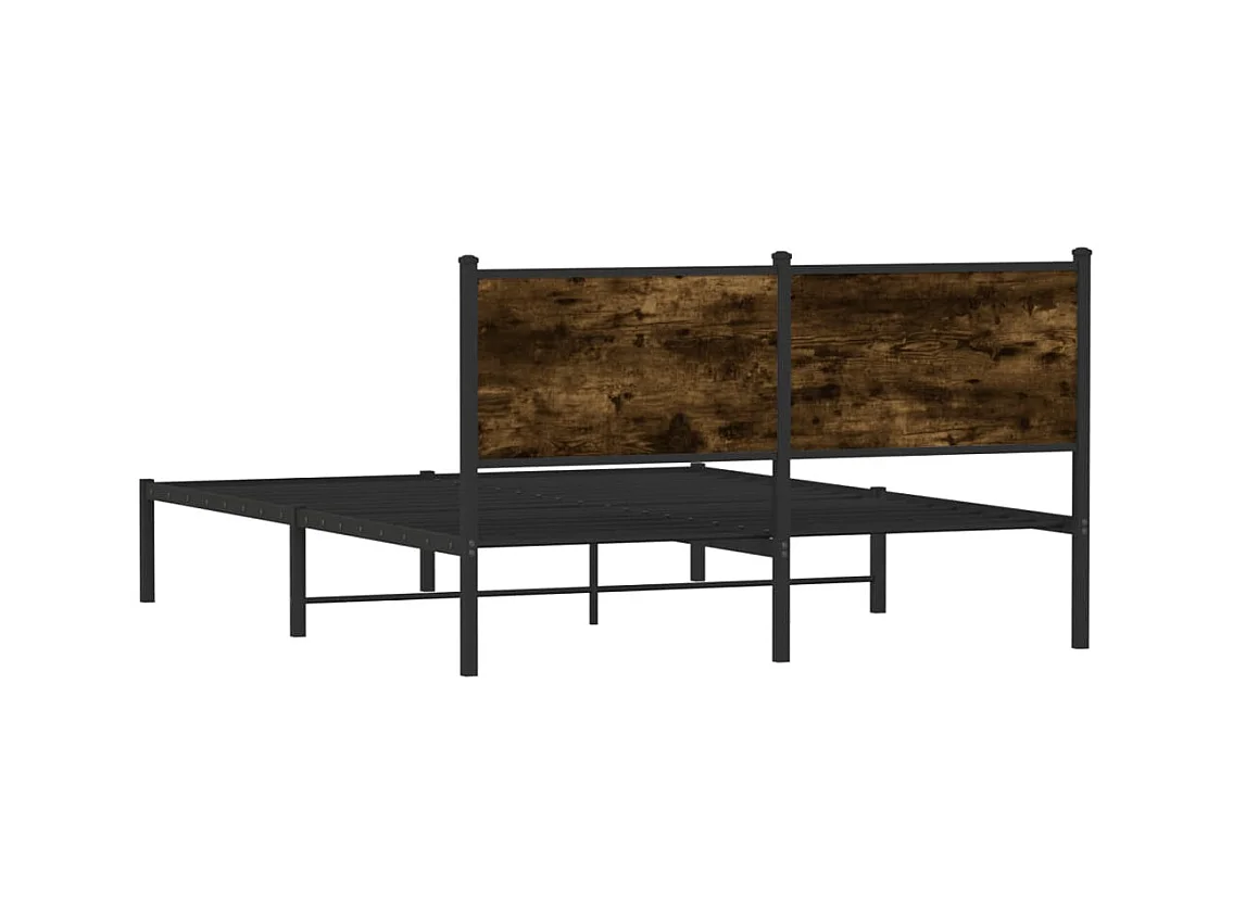 Bedframe met hoofdbord metaal gerookt eikenkleurig 137x190 cm