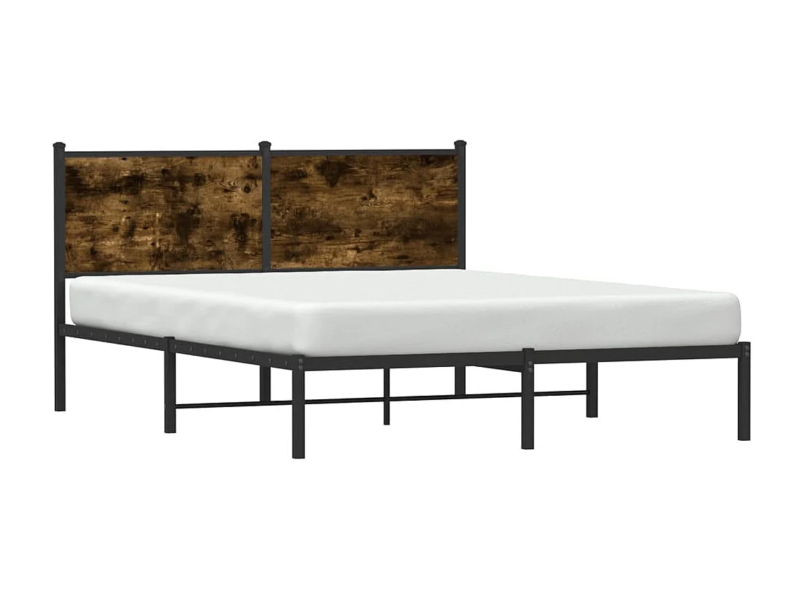 Bedframe met hoofdbord metaal gerookt eikenkleurig 137x190 cm