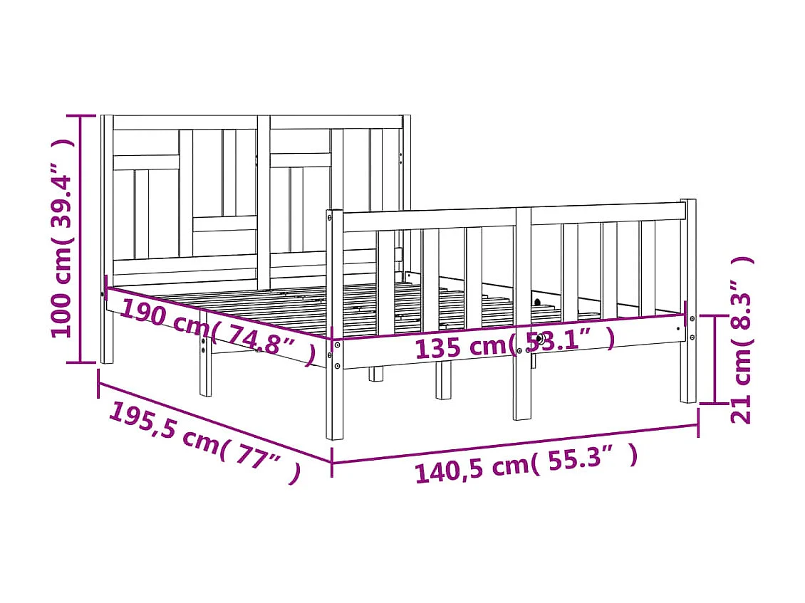 Bedframe met hoofd- en voeteneinde metaal zwart 120x200 cm