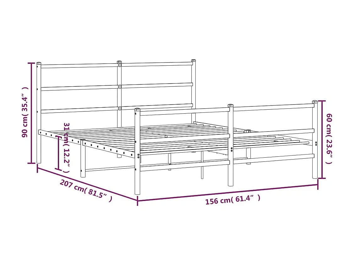 Giroletto senza Materasso Marrone Cera 140x200cm Massello Pino