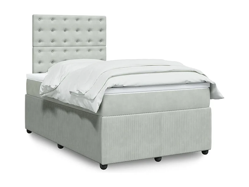 Cama boxspring com colchão 120x190 cm veludo cinzento-claro