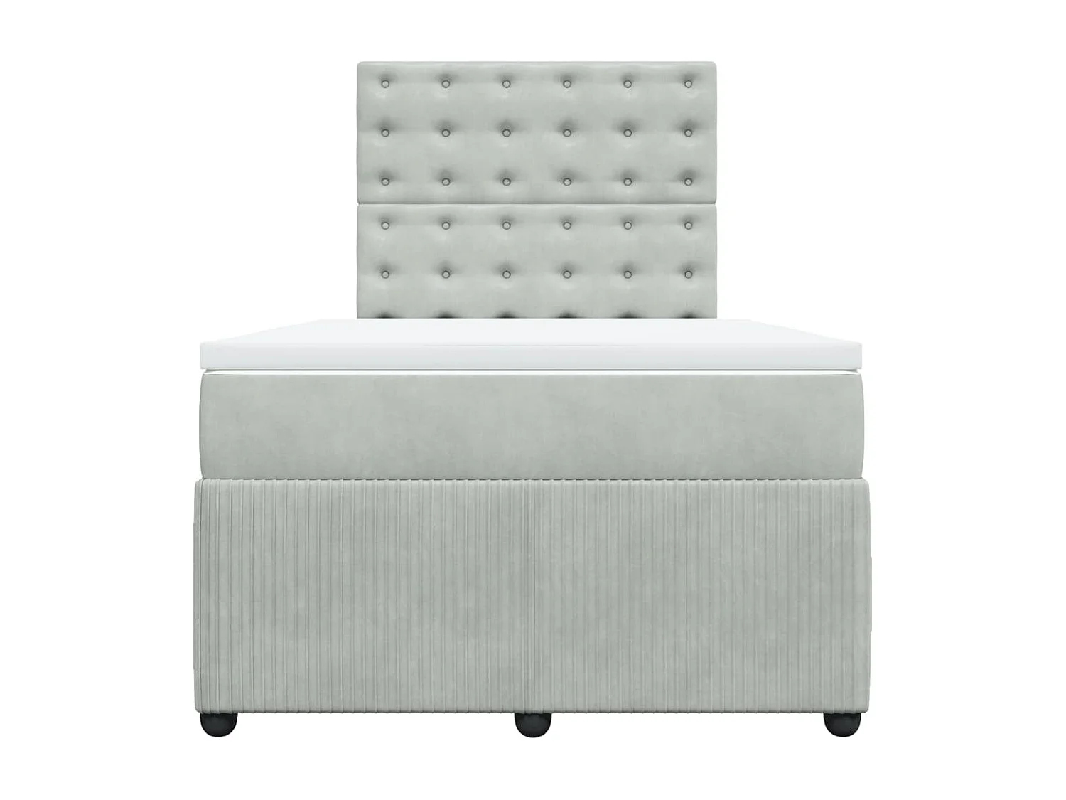 Sommier à lattes de lit et matelas gris clair 120x190cm velours