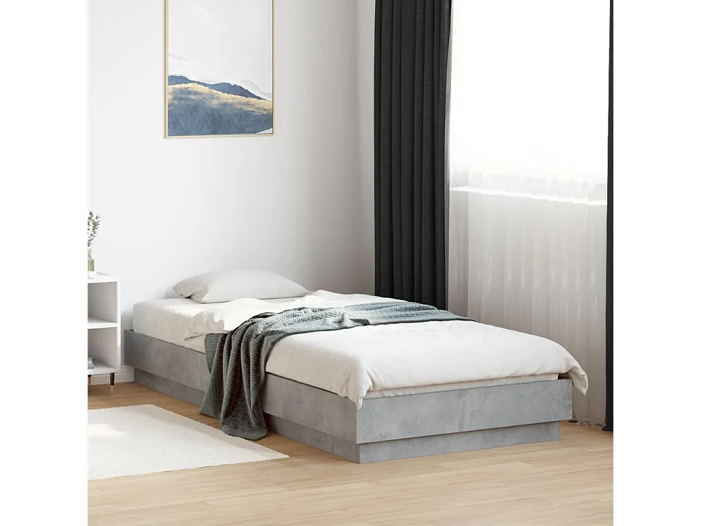 Cadre de lit sans matelas gris béton 90x200 cm