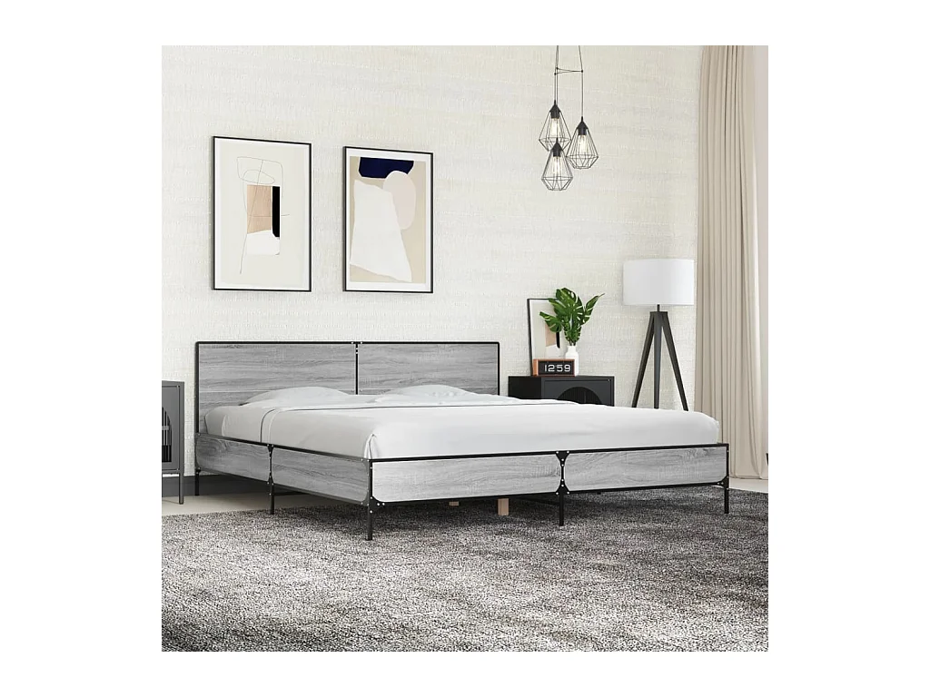 Cadre de lit sans matelas sonoma gris 180x200 cm