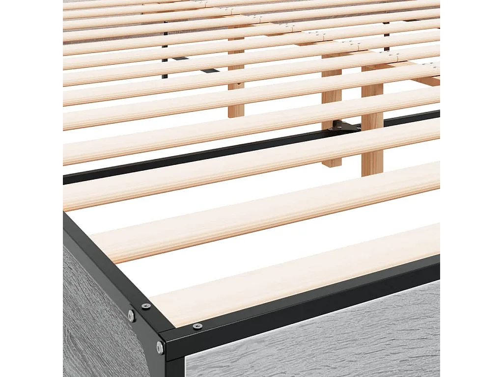 Bedframe bewerkt hout metaal grijs sonoma eiken 180x200 cm
