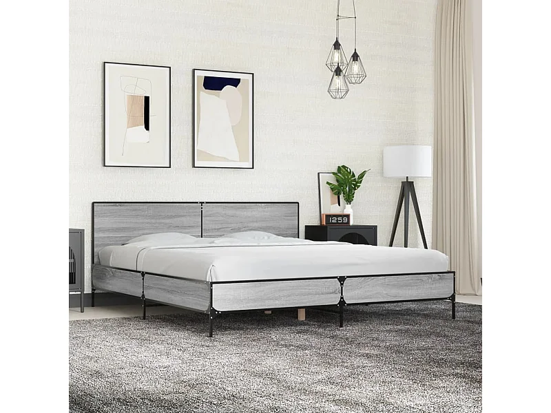 Cadre de lit sans matelas sonoma gris 180x200 cm